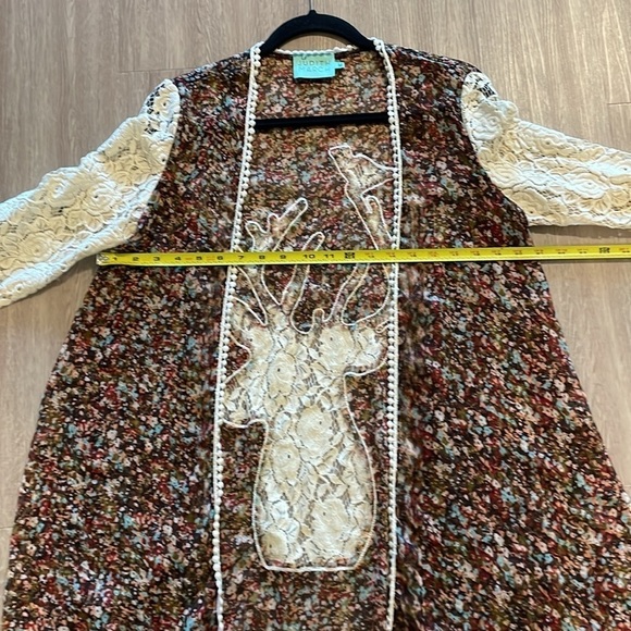 Judith March Anthropologie Women Cardigan Medium Lace Crochet Longline Floral - Picture 11 of 14